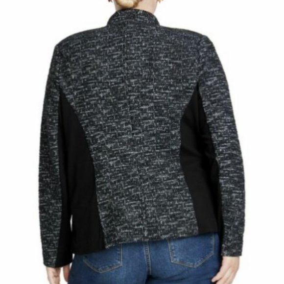 RACHEL ROY Tweed Knit Mixed Media Jacket Top - Picture 3 of 14